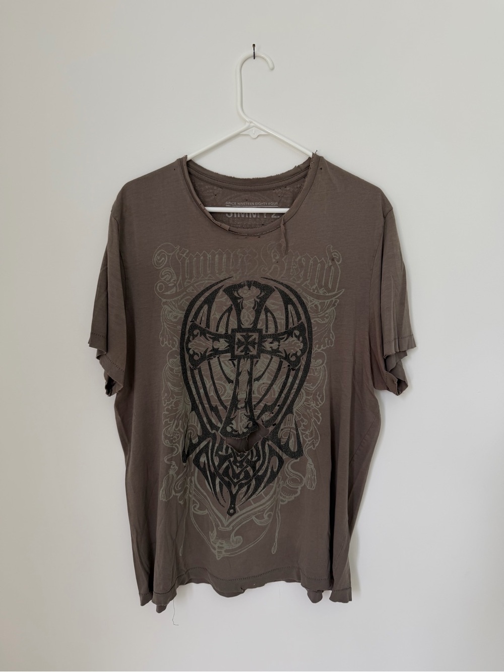 Y2K Affliction Style Cross Tee Thrashed Wings Size Large